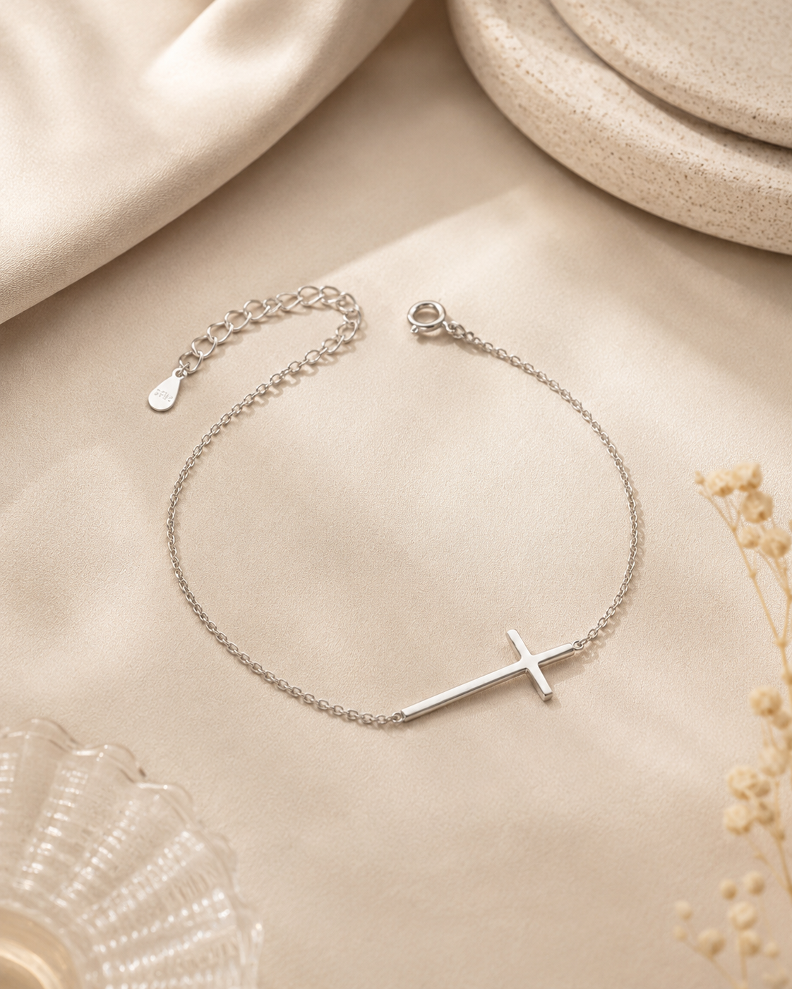 Dainty Silver Faith Bracelet