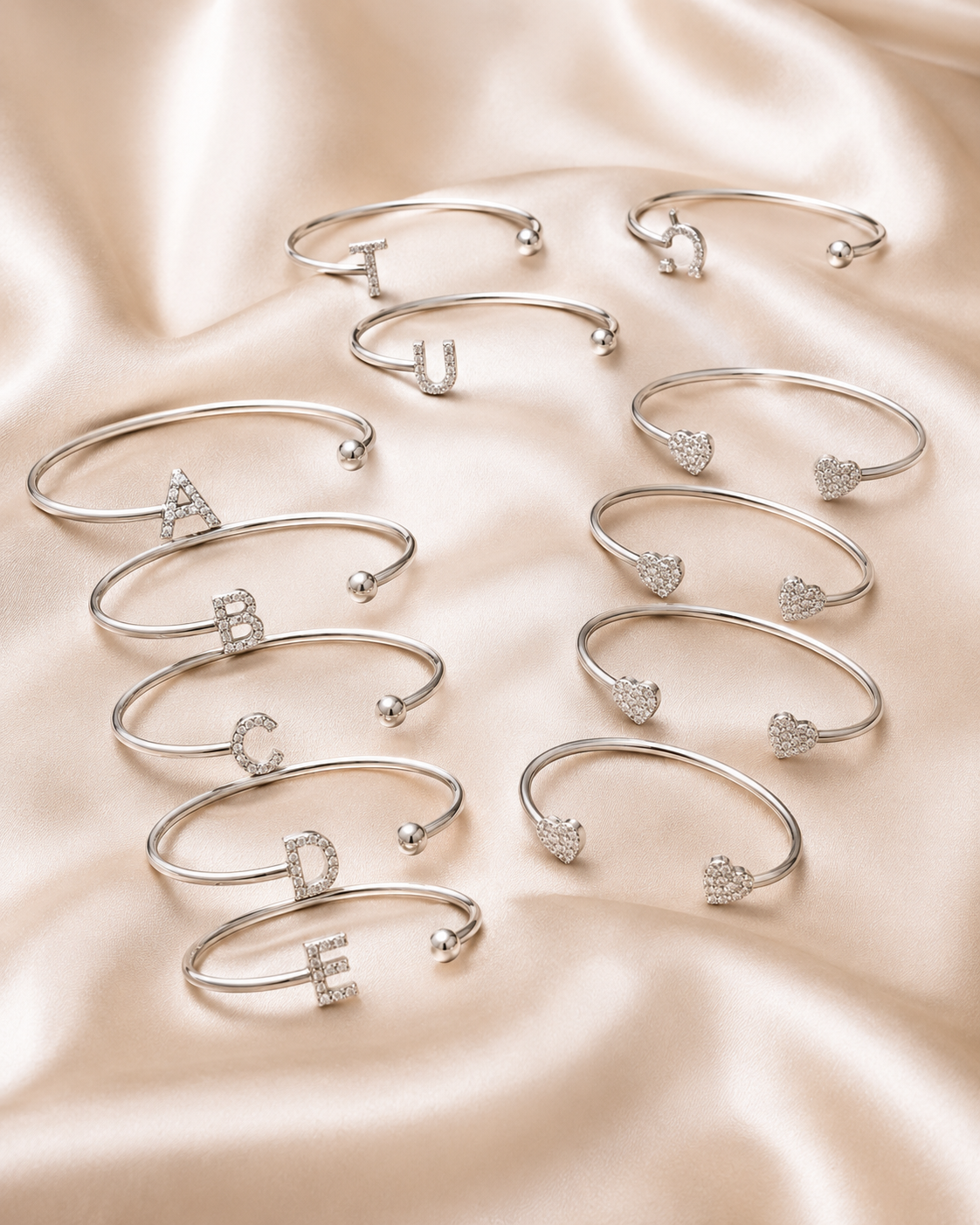 Savanna Initial Heart Cuff Bracelet