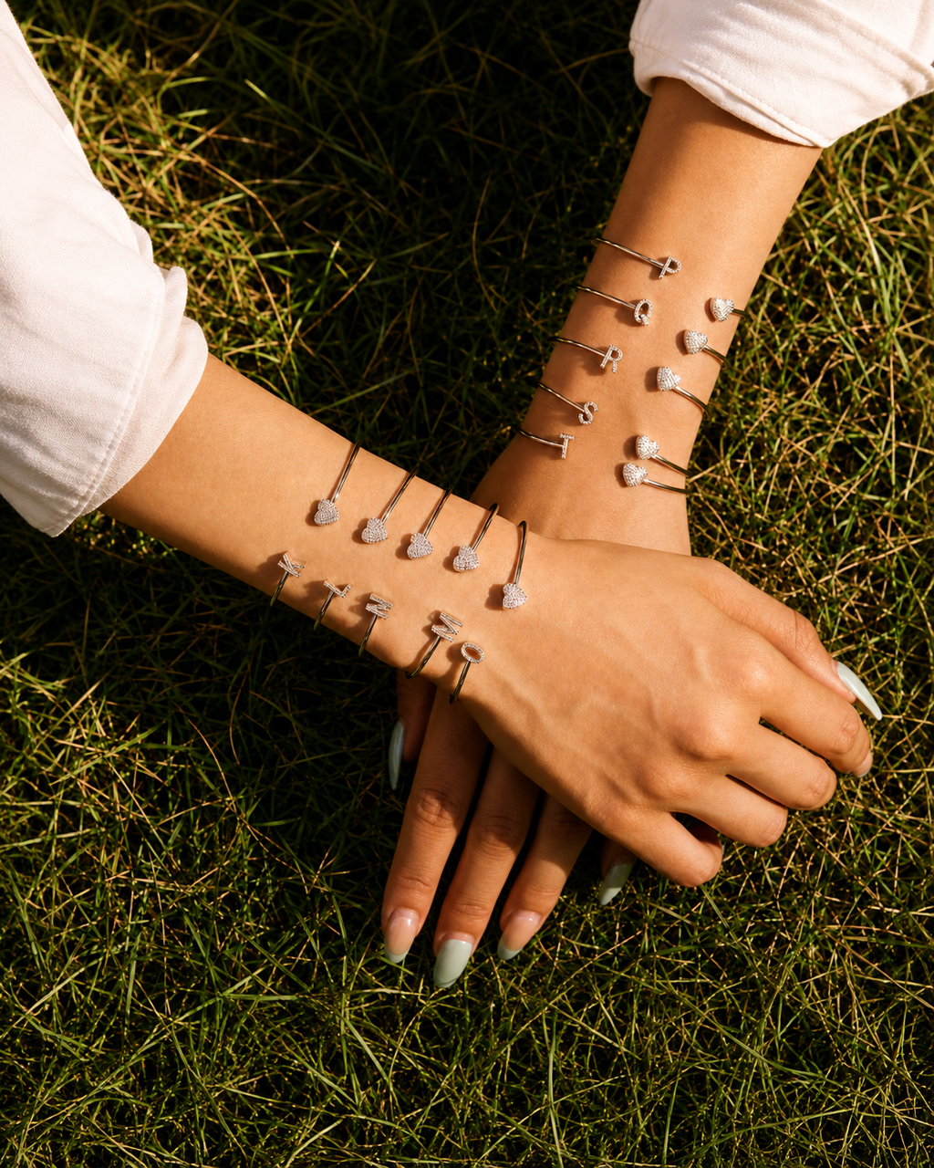 Savanna Initial Heart Cuff Bracelet