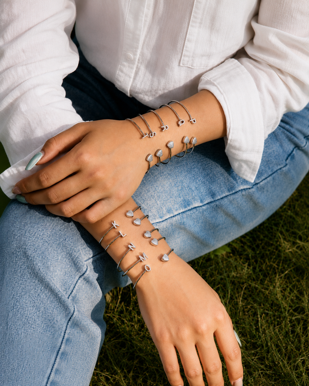 Savanna Initial Heart Cuff Bracelet