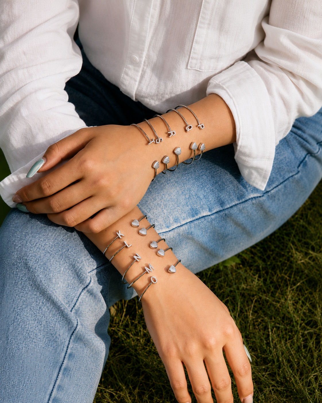Savanna Initial Heart Cuff Bracelet